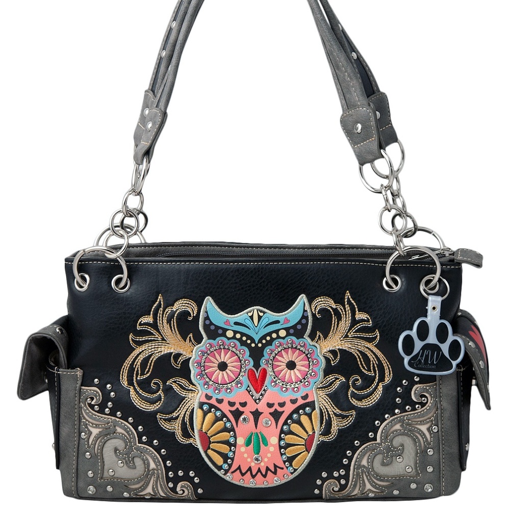 Western Owl Heart Handbag Carry Conceal Purse Shoulder Bag Women